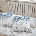 thumbnail image 6 of Blue Eucalyptus Leaves Throw Pillow Covers 16x16 Inch Set of 2, Farmhouse Botanical Watercolor Waterproof Outdoor Pillow Covers, Decorative Cushion Pillowcases for Couch, Sofa, Bed, Garden, Patio, 6 of 9