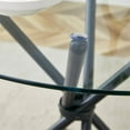 thumbnail image 6 of Table and Chair Set. A Tempered Glass Round Table with A Diameter of 36.6 Inches. Paired with 6 Transparent Plastic Dining Chairs, (Black + Transparent + Glass+Metal + Plastic + Seats 6), 6 of 9