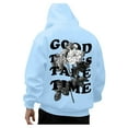 thumbnail image 4 of XIAOCHA Men's Good Things Take Time Floral Graphic Hoodie Long Sleeve Hooded Pullover Knit Top Soft Inspirational Casual Hoodies, 4 of 8