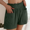 thumbnail image 6 of UAMVSH Summer Shorts for Women Cotton Linen Casual Long Shorts with Pockets Soft Solid Color High Elastic Waist Shorts, 6 of 7
