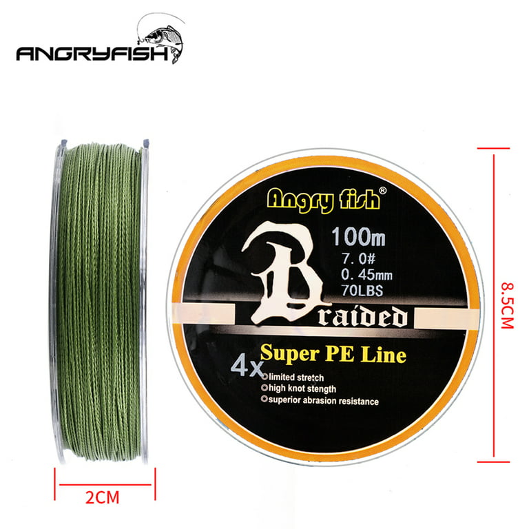ANGRYFISH Diominate PE Line 4 Strands Braided 100m/109yds Super Strong Fishing  Line 10LB-80LB White 