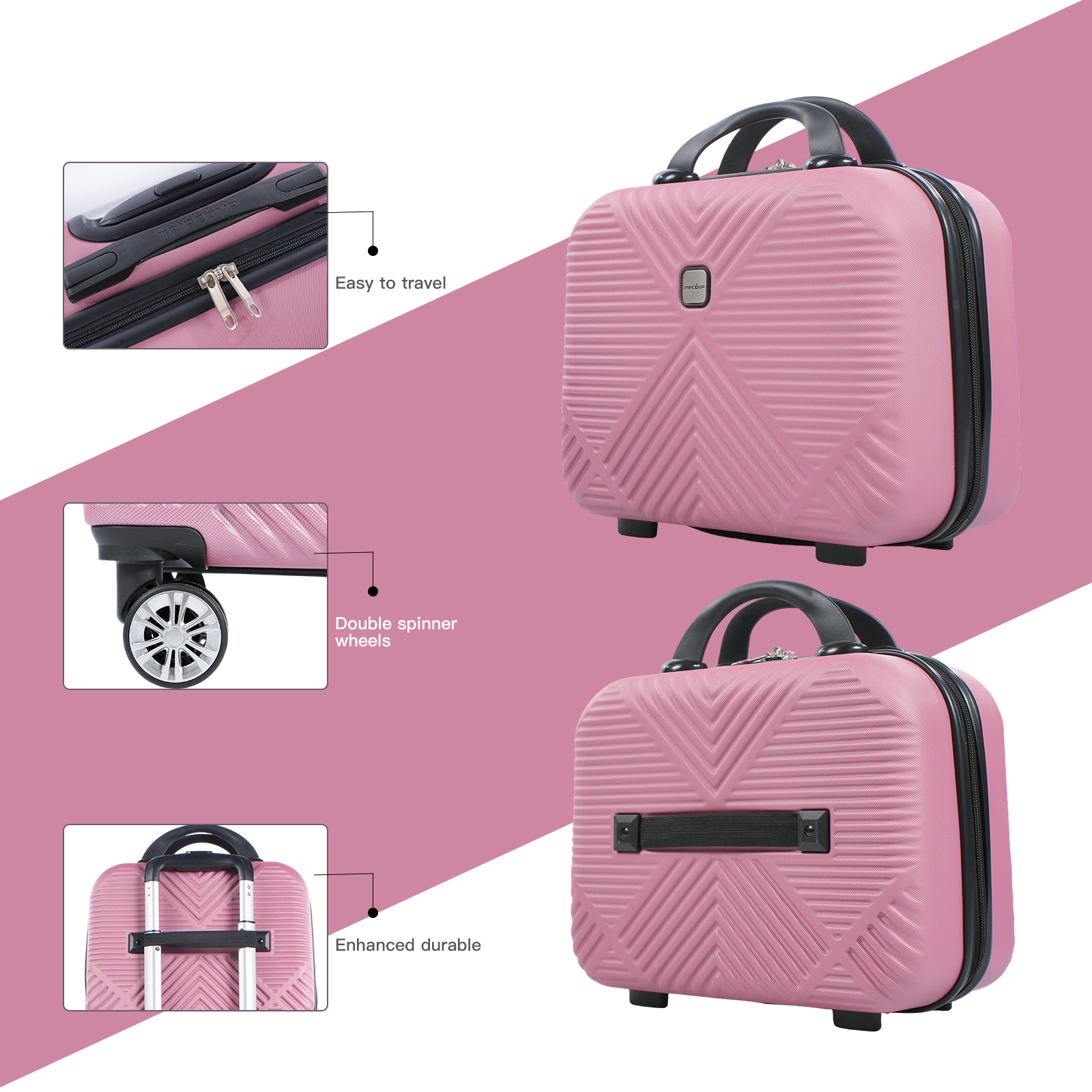 TRIPCOMP 2-Piece Hardside Luggage Set, Pink photo 4
