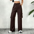 thumbnail image 5 of EDFBUYKRS Women Pants Casual Linen Pants Women Tall 36 Inseam Women's Casual Pants for Comfort and Style Versatile Straight Leg Design with Elastic Waist and Multiple Pockets for Everyday Wear M, 5 of 7