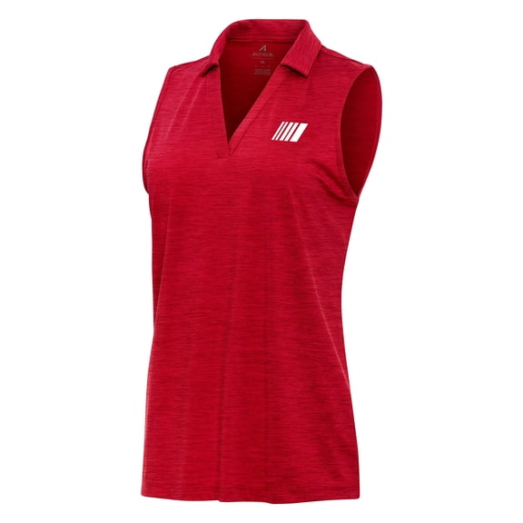 Women's-Antigua Heather Red NASCAR Merchandise Layout Sleeveless Polo