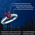 thumbnail image 2 of Gem Stone King 10K Two Tone Gold Red Rhodolite Garnet Engagement Ring for Women | 0.73 Cttw | Emerald Cut 6X4MM | Gemstone January Birthstone | Size 6, 2 of 6