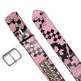 thumbnail image 4 of Snap On Art work Skull Cross Bone Tattoo Print Punk Rock Silver Star Studded Leather Belt, 4 of 5