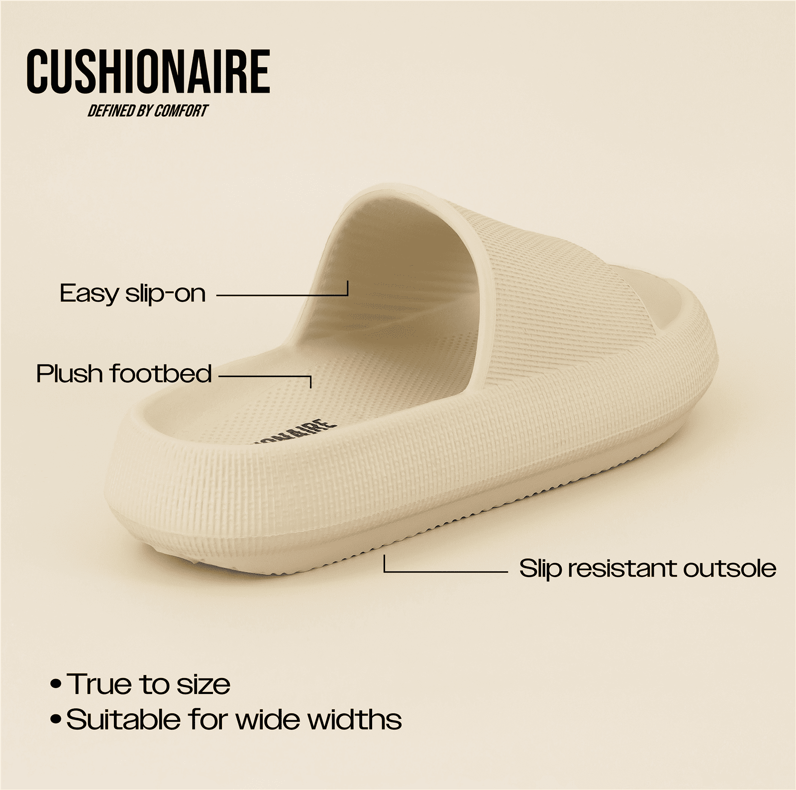 Cushionaire Women's Waterproof Feather Recovery Slide Sandal. Khaki, 8