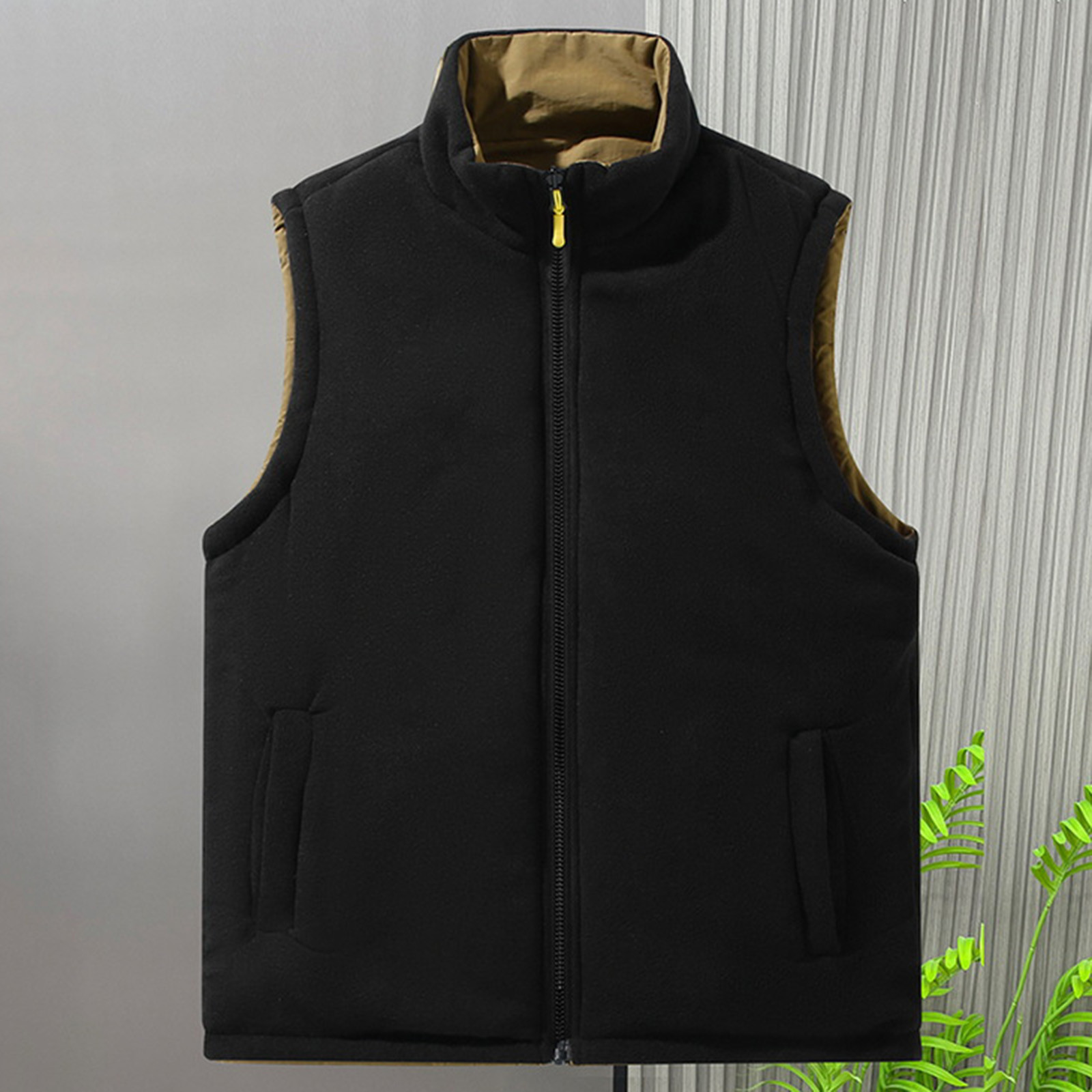 zfhfof Men's Lightweight Reversible Vest Outerwear Zip Up Fleece Lined Sleeveless Jacket Winter Warm Vests for Work Running Hiking