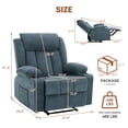 thumbnail image 2 of Bingirl Blue Oversized Manual Recliner Sofa with Deep Seat, Vibration Massage and Heat Function, 2 of 6