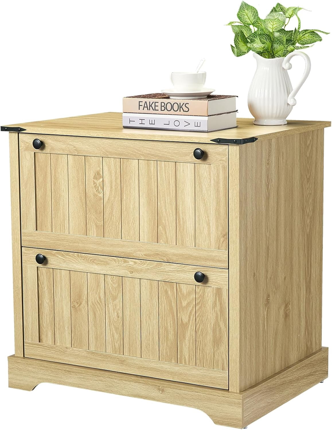 Acekid Farmhouse File Cabinet with 2 Drawers, 30" Wood Printer Stand for Office (Wood)
