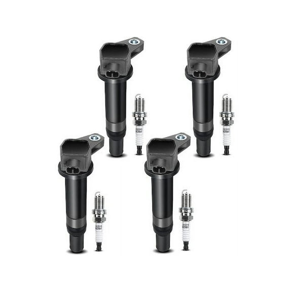 Ignition Coil Set with Spark Plugs 4 - Compatible with 2006 - 2011 Hyundai Accent 1.6L 4-Cylinder 2007 2008 2009 2010