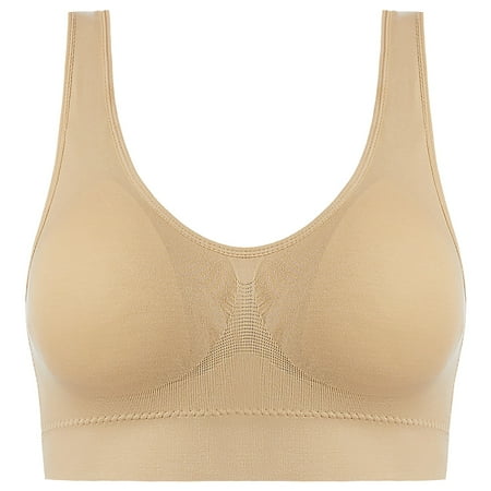 

CAICJ98 Lingerie for Women Women s Seamless MID Solid Color Sports Bra with Removable Bra Pad Purge Top (Beige 4XL)