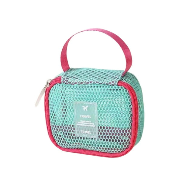 Bolsa de maquillaje de malla, organizador de cosméticos de viaje con cremallera, neceser ligero para mujeres y niñas, almacenamiento portátil