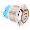 thumbnail image 4 of 2 uds 12 ~ 24VDC interruptor de botón 19mm redondo 4PIN interruptor de reinicio automático con patrón de potencia de luz amarillo, 4 of 8