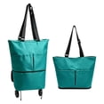 thumbnail image 2 of 2-In-1 Foldable Rolling Cart for Grocery Shopping, Green Portable Tote Trolley with Collapsible Frame Smooth Wheels, Space-Saving Travel Cart for Market, Small Size, 2 of 8