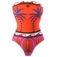 thumbnail image 3 of WXLWZYWL Women 1 Piece Swimwear+1 Piece Cover Up Two Piece Vintage Print Swimsuit Monokini High Waist, 3 of 5