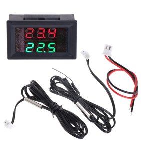 Dual Display Digital Thermometer NTC Waterproof Metal Probe DC 4-28V Precision