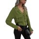 thumbnail image 5 of VISgogo, blusas de chifón salvaje a la moda para mujer, camisa de un solo pecho con cuello vuelto de Color sólido, Tops informales de manga larga para oficina para mujer VISgogo  moda, 5 of 8