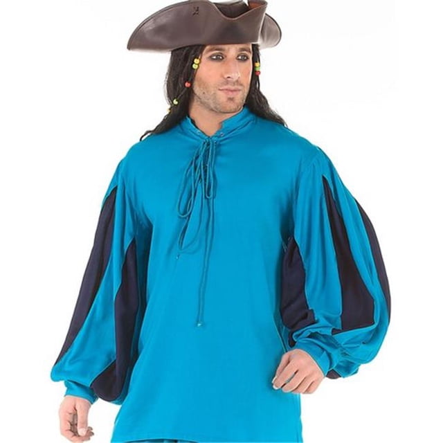 The Pirate Dressing C1060 European Medieval Shirt- Navy & Turquoise - 2XL