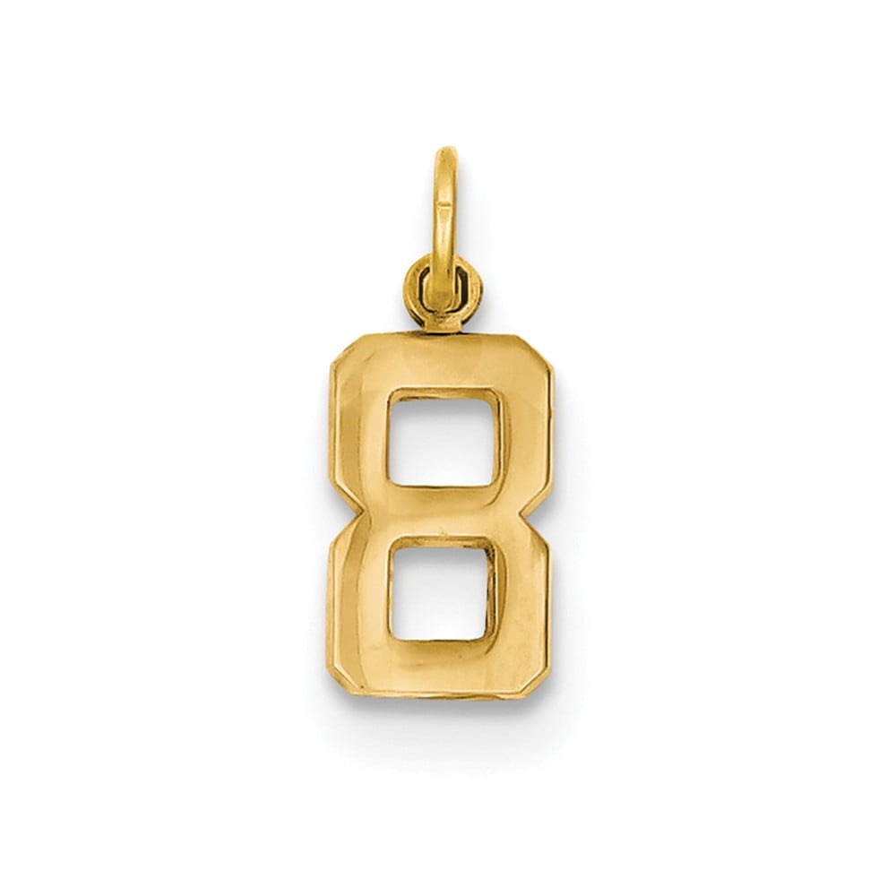 7 x 20 mm Mireval 14k Yellow Gold Casted Small Polished Number 8 Charm 7 x 20 mm Mireval 14k Yellow Gold Casted Small Polished Number 8 Charm