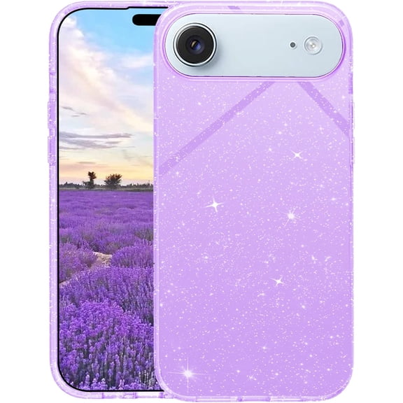 REQO Phone Case for iPhone Air Clear Glitter, Cute Slim for iPhone Air Case Bling Aesthetic Women Girls Shockproof Protective Cover, Soft TPU Bumper & Hard PC Back