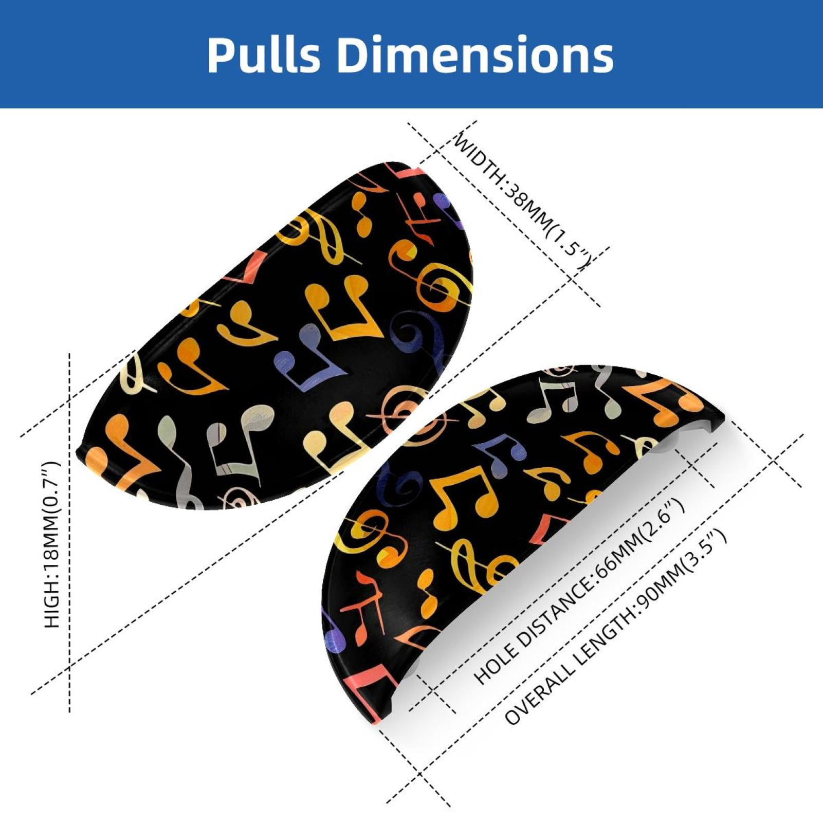 PhooArto 6 Pcs Cup Drawer Pulls, Colorful Musical Notes Pattern Shell Shape Handles Cabinet Knobs for Dresser Cupboard Closet Wardrobe with Screws