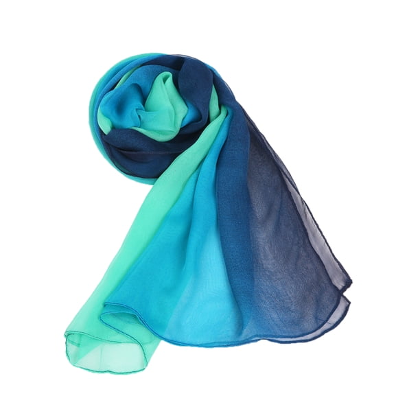 Unique Bargains Long Chiffon Lightweight Scarf Gradient Color