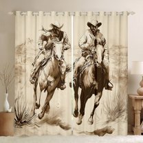 Homewish Boys Southwestern Cowboy Blackout Curtains Set of 2 (52x84 Each),Retro Vintage Window Curtains,Western Theme Curtains and Drapes,Ultra Soft Home Decor