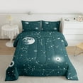 thumbnail image 2 of jejeloiu Galaxy Starry Sky Queen Comforter Set,Constellation Pattern Bedding Sets,Green White Bedding Comforter Set For Girls Kids,Microfiber Bedroom Decor Reversible,3pcs, 2 of 8