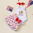 thumbnail image 2 of Kogui Summer Baby Girl Clothes Baby Girl 4th of July Outfit Infant Dresses Romper Letter Embroidery Overall Skirt Set 3Pcs Girl Patriotic Clothes 0 3 6 9 12 18 24 Months (Light Blue,12-18 Months), 2 of 5