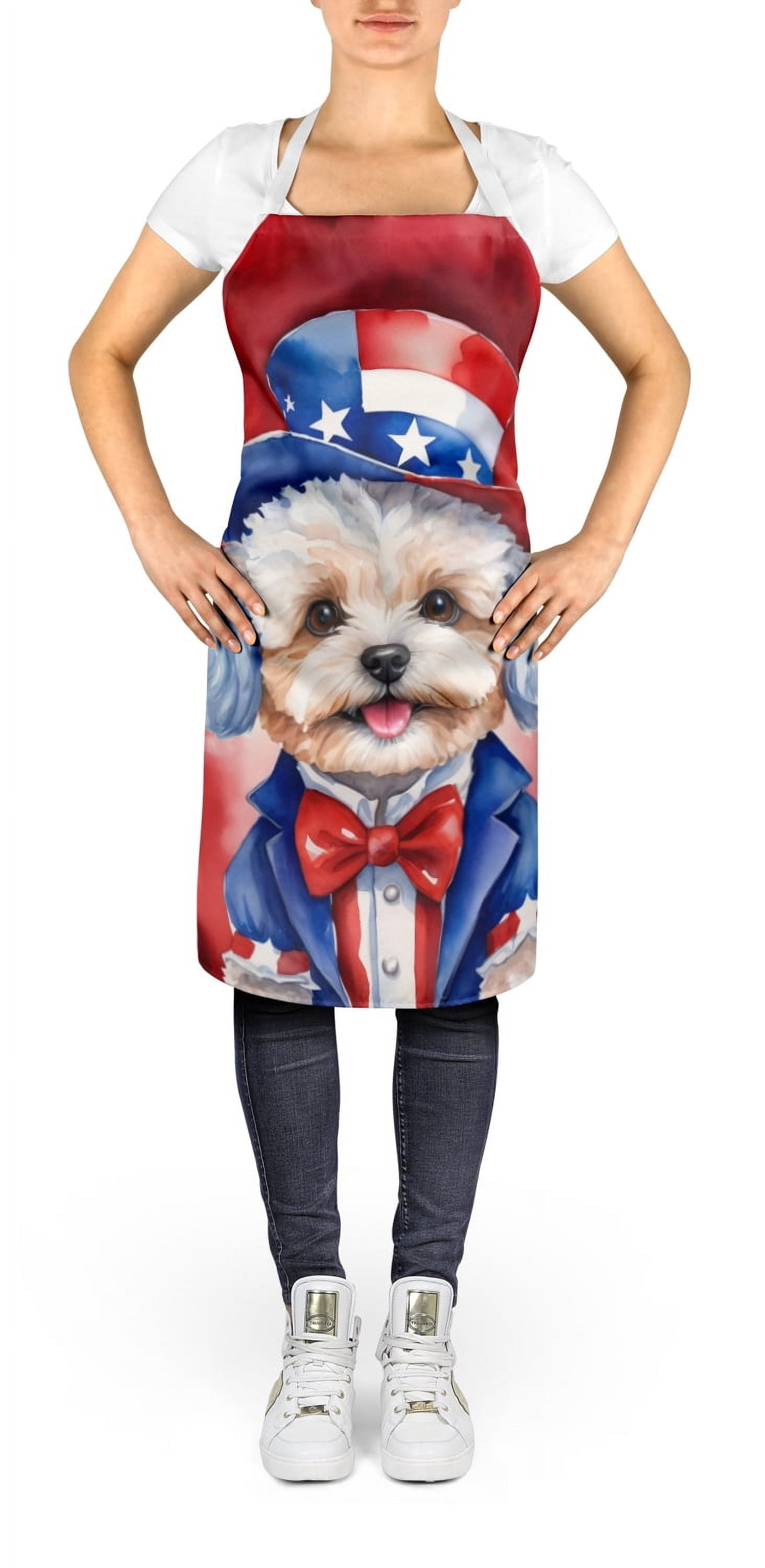 Carolines Treasures DAC5756APRON 30 x 27 in. Maltipoo Patriotic American Apron