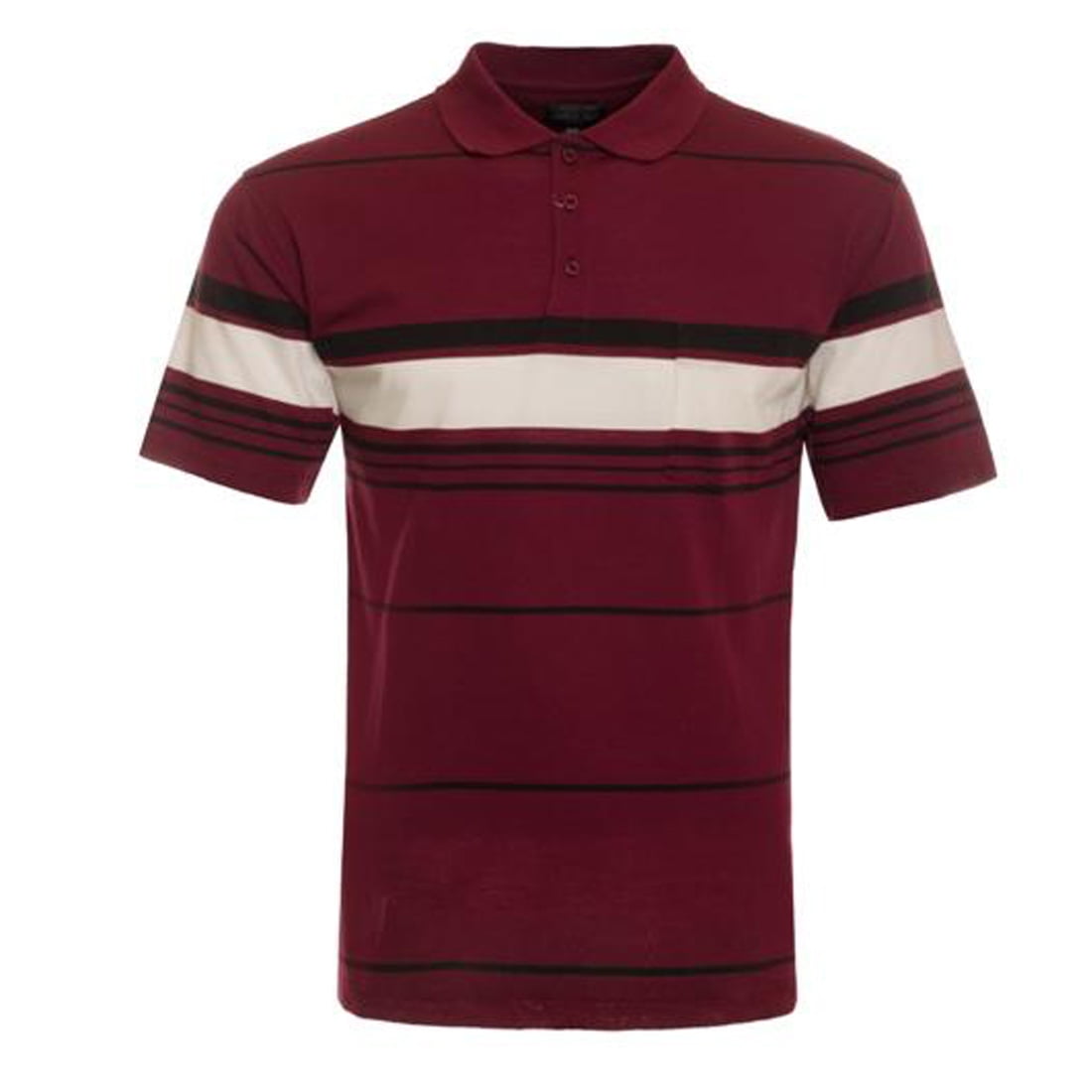 Hawks Bay Mens Variegated Stripe Polo Burgundy Small