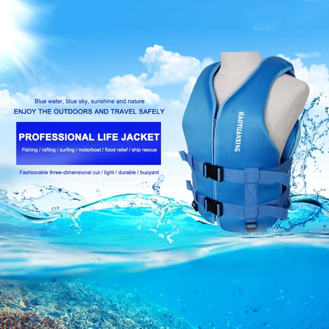 Chaleco Salvavidas Flotador Inflable Chaleco salvavidas de neopreno Adulto Pesca Surf Drifting Chaleco salvavidas de seguridad (Azul L)
