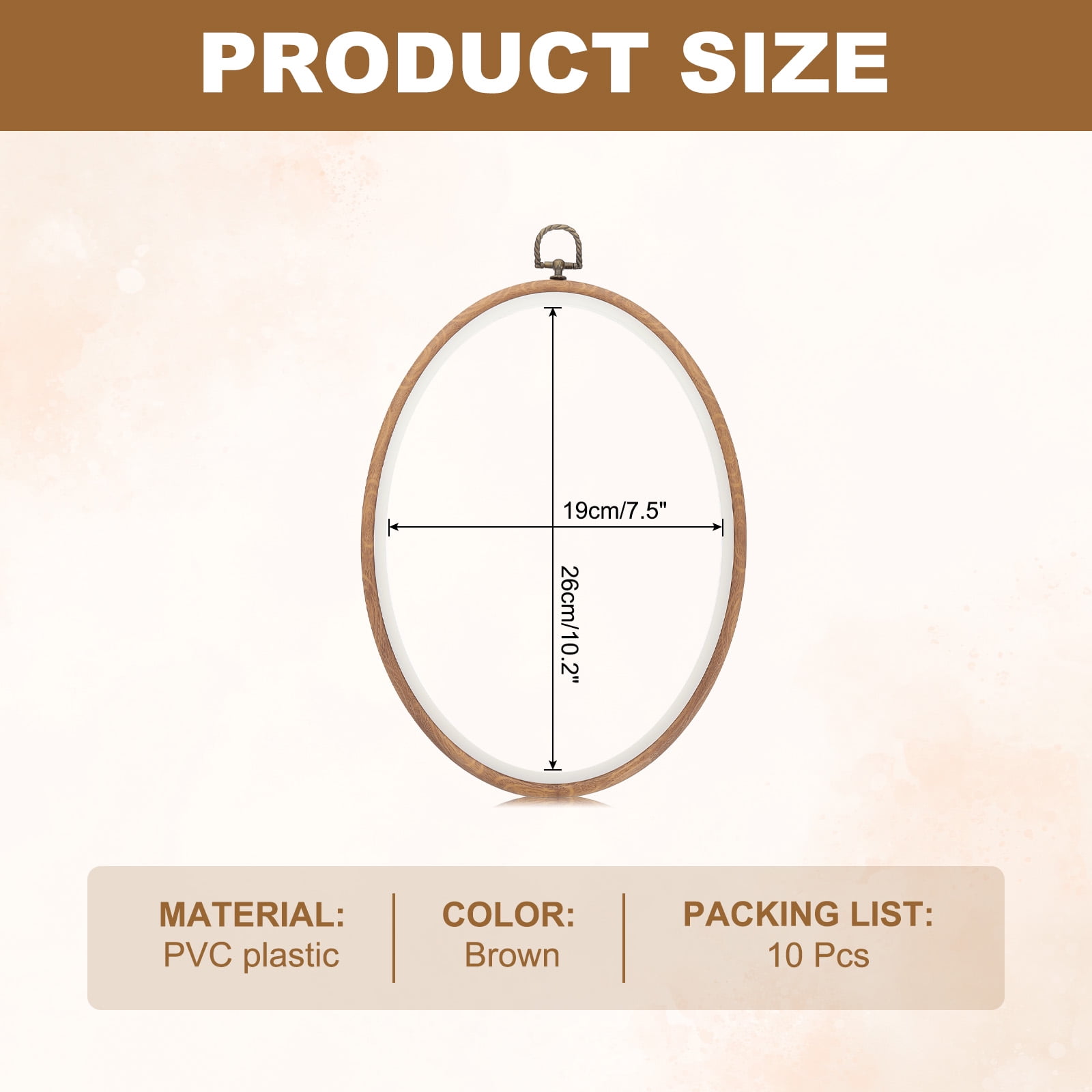Uxcell 10 Pieces 10.2"x7.5" Embroidery Hoops Frame Imitated Wood Oval Cross Stitch Hoop Ring for Embroidery Art Craft Handy Sewing Decoration