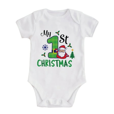 

Boys Girls Short Sleeve Christmas Cartoon Letter Print Romper Bodysuit Fall Clothes Toddler Rompers Gender Neutral Baby Clothes Rompers for Kids Long Sleeve
