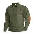 thumbnail image 6 of Resicozy Men's Corduroy Shirts Solid Color 2025 Fall Half Button Long Sleeves Shirt Casual Work Collared Shirts Army Green XL, 6 of 9