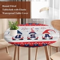 thumbnail image 3 of Cute Gnomes Independence Celebration Round Tablecloth 55-60 Inch Round Fitted Table Cloth with Elastic Edge, Retro Wooden Star American Flag Day Waterproof Table Cover Protector for Outdoor Picnic, 3 of 6