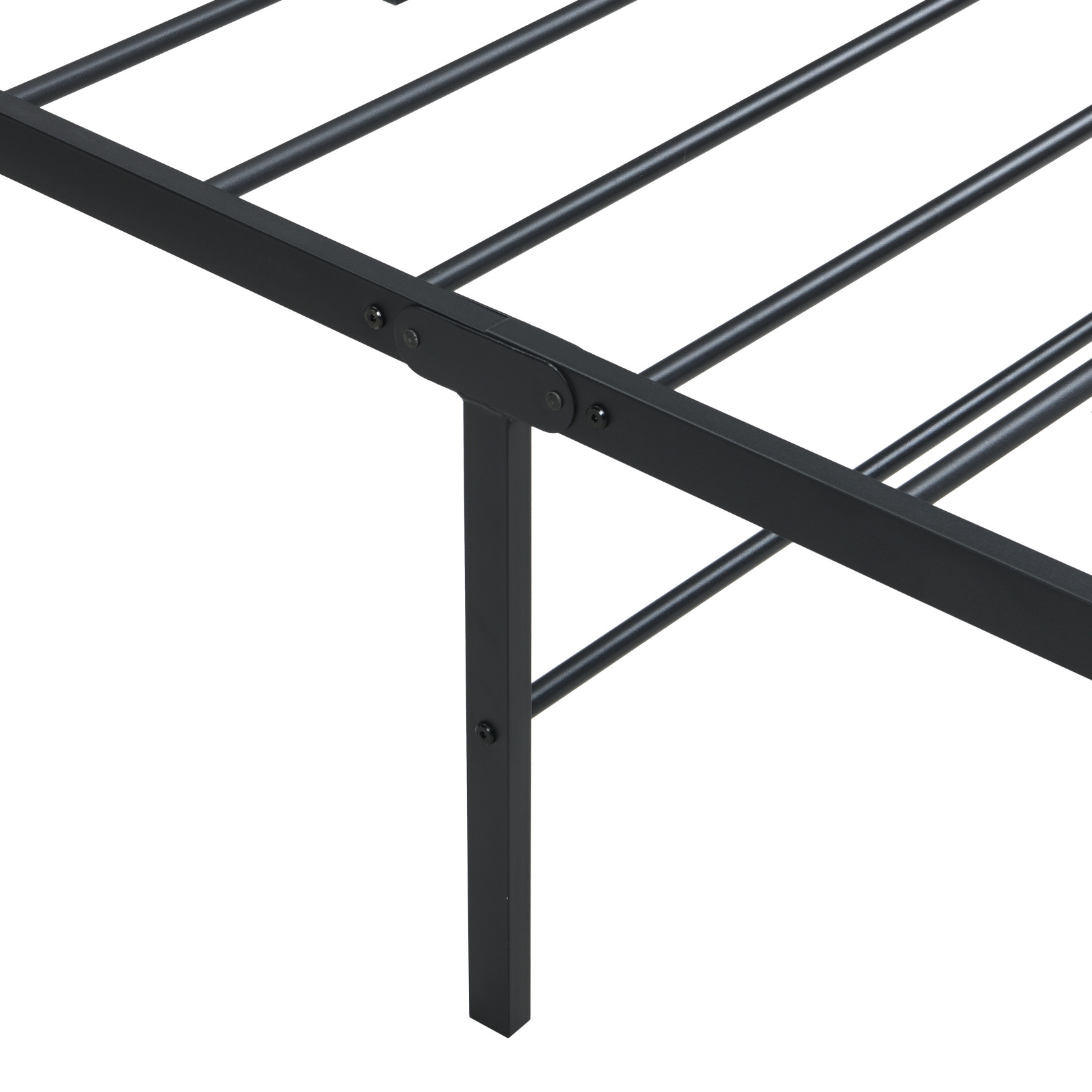 16" High Twin Size Bed Frame, Heavy Duty Metal Bed Frame, Quick Assembly Mattress Foundation with Steel Slat Support, No Box Spring Needed, Noise Free, Black