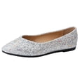 thumbnail image 2 of YOUYEDIAN Flat Shoes for Women Spring Fall Dressy Loafers Slip on Non Slip Comfortable Walking Shoes Office Closed Toe Orthopedic Shoes (Silver), 2 of 9