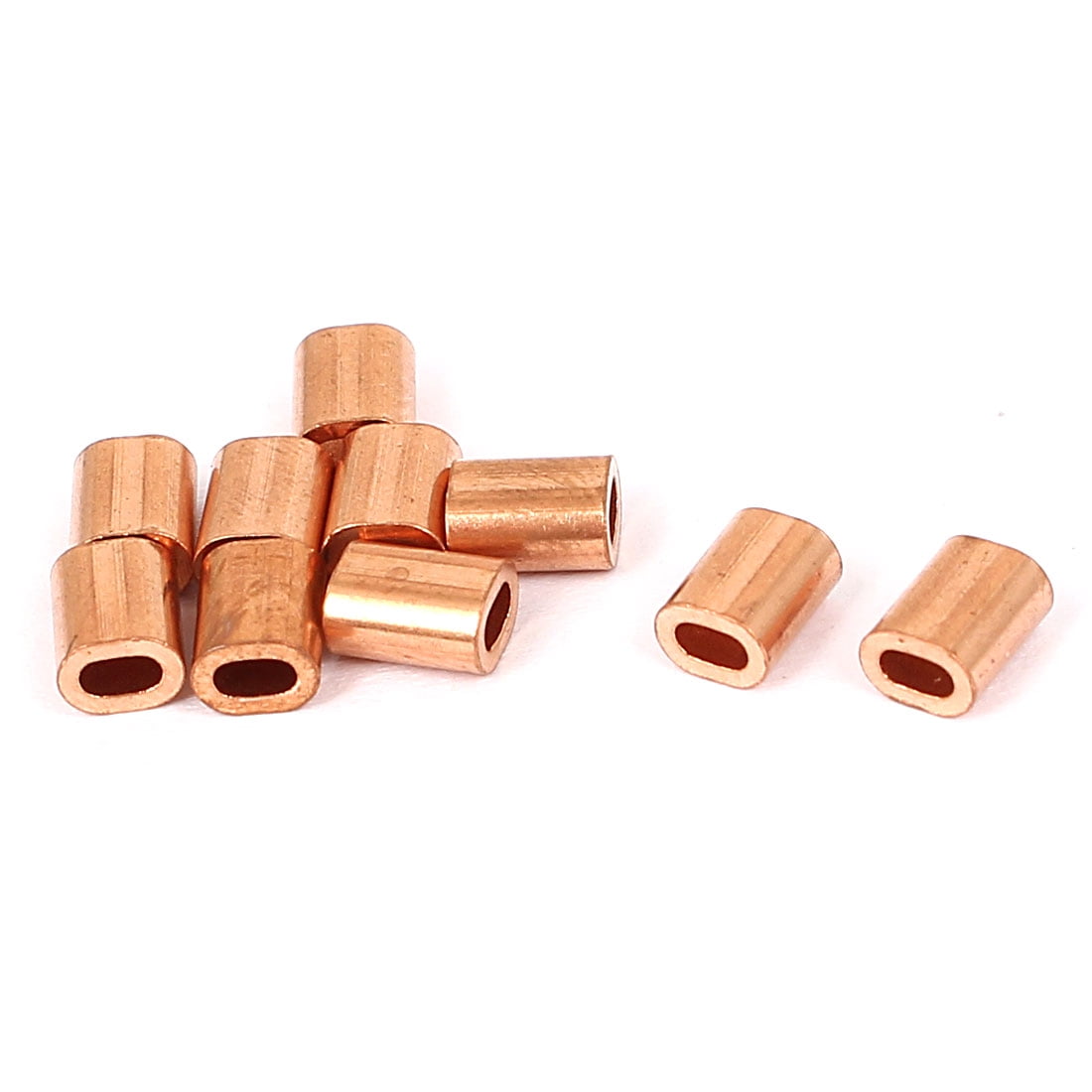 1mm Diameter Single Hole Flat Wire Rope Ferrules Brass Tone 10 Pcs