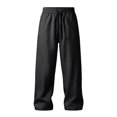 thumbnail image 4 of GEWSEY Men's Casual Linen Pants Loose Fit Drawstring Waist Lightweight Linen Trousers Summer Yoga Beach Long Pants (Black, 3XL), 4 of 4