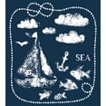 thumbnail image 3 of Navy Blue Duvet Cover Set, Sea Themed Hand Print Grunge Elements Marine Underwater Yacht Cruise Pattern, Decorative 3 Piece Bedding Set with 2 Pillow Shams, King Size, Navy White, by Ambesonne, 3 of 3
