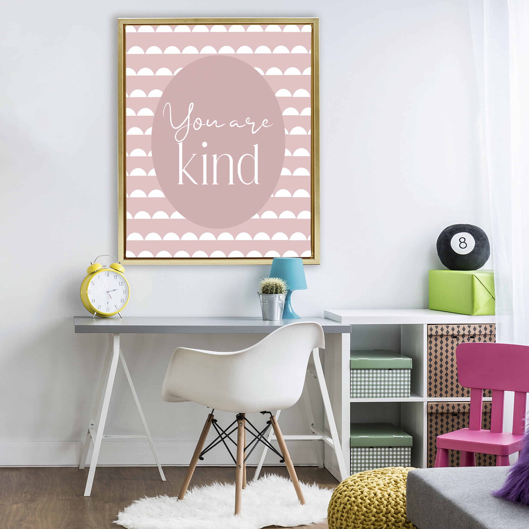 Stupell Industries You Are Kind Blush Pink Gold Framed Floater Canvas Wall Art, design by Christine Simpson Art