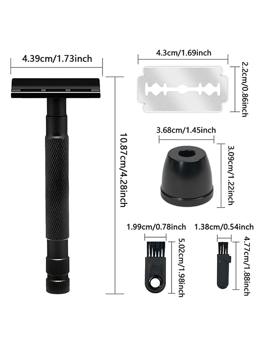 Waysh Classic Double Edge Safety Razor Gift Set for Men with Knurled Non-Slip Handle, Includes Stand & 20 Blades, Matte Black