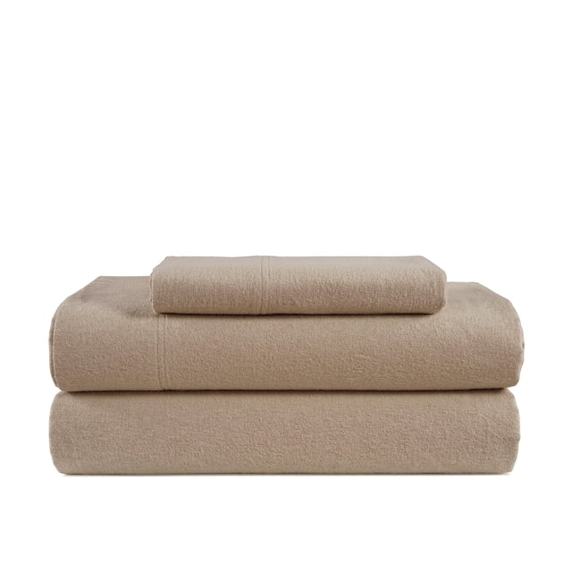 Juego de sábanas LANE LINEN, franela de algodón, talla doble, color topo