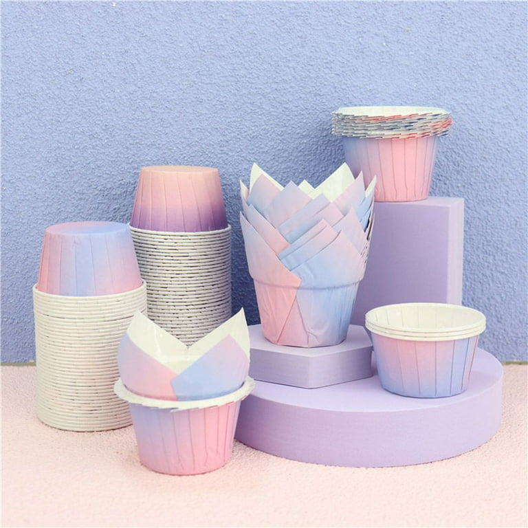 50Pcs Cupcake Paper Cups Wrapper Cake Mold Muffin Cupcake Liners Baking C_$z