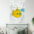 thumbnail image 3 of Yellow Submarine Tapestry, Ocean Nautical Adventure Underwater Bubbles Porthole Cartoon Kids, Wall Hanging for Bedroom Living Room Dorm Decor, 40W X 60L Inches, White Yellow Blue, by Ambesonne, 3 of 5