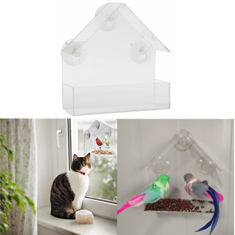 Removable Plastic Window Bird Feeder with Strong Suction Cups for Viewing 