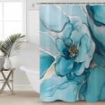 thumbnail image 4 of Abstract Marble Texture Shower Curtain Set ，Waterproof Fabric Shower Curtains Modern Blue Floral Shower Curtains for Bathroom,Bathroom Decor 72"x72", 4 of 6