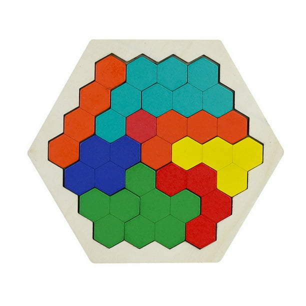 Wooden Hexagon Puzzle Shape Pattern Block Puzzle For Children And